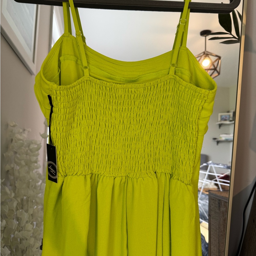 Lime Green Ruffle Dress - Picture 3 of 5